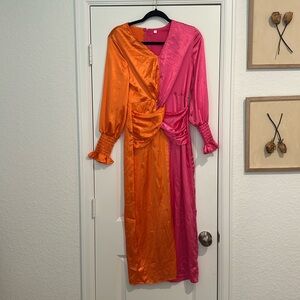 orange&pink dress